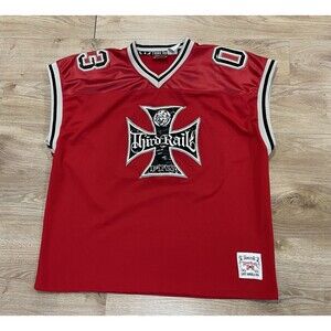 Vintage Third Rail Basketbal Jersey XL Red Graffiti Hip Hop Devil Streetwear Y2K
